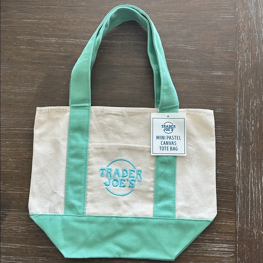 Mini Pastel Canvas Tote Bags - Mint Green